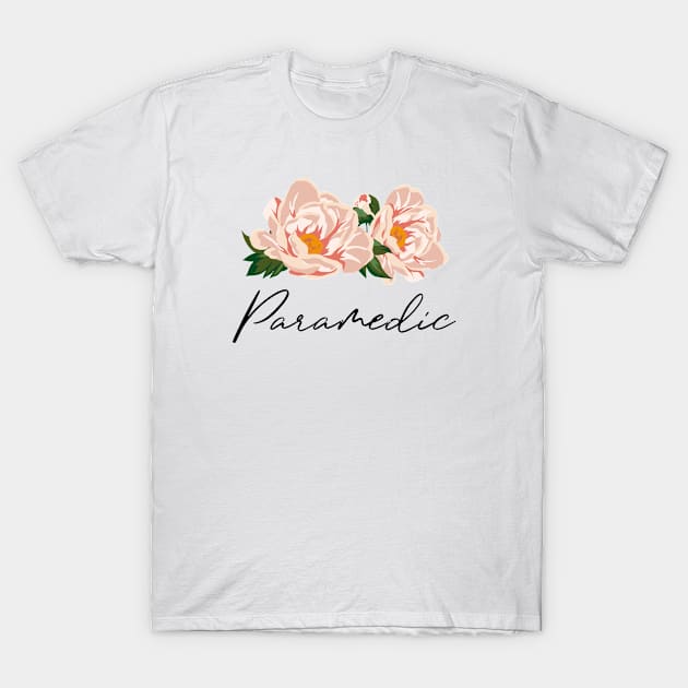 Paramedic - Boho Wild Rose Design T-Shirt by best-vibes-only